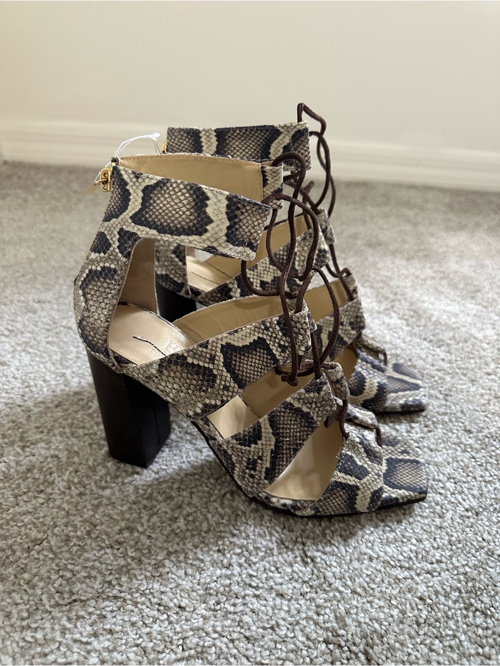 Banana Republic Python-Print Leather Block Heel Gladiator Sandals - Picture 2 of 11
